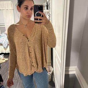 Urban Outfitters Oversized Orange Button-up Blouse